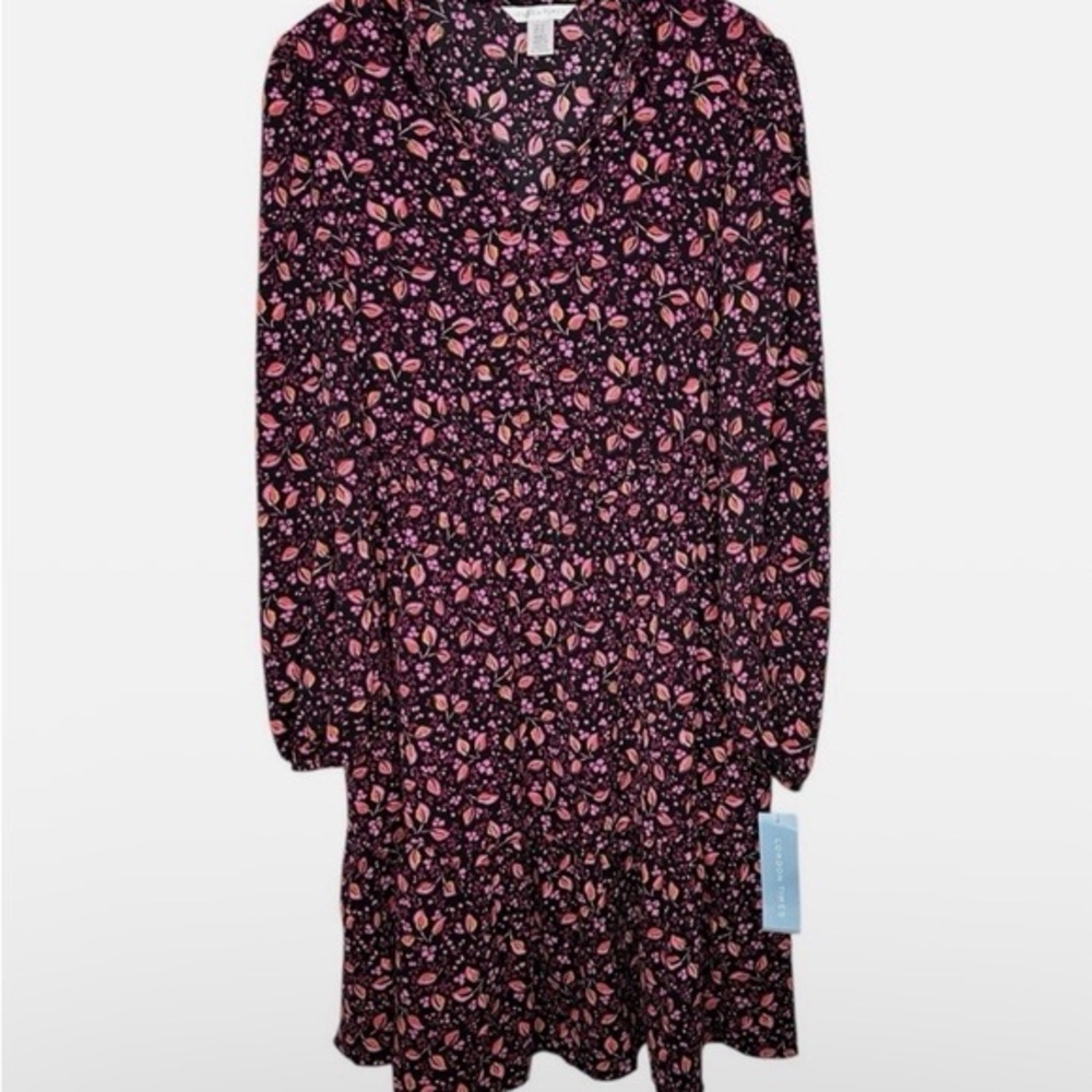 London Times Womens Floral Dress Smocked Ballon Sleeve Fairy Ruffle Hem